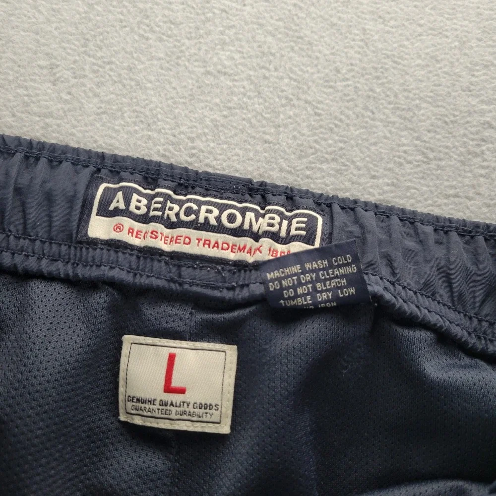 Abercrombie‎ & Fitch Track Pants Mens Large Navy Blue Nylon Side Stripe Vintage